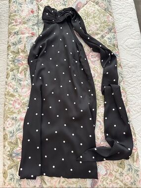 PrettyLittleThing Black Polka Dot Halter Dress